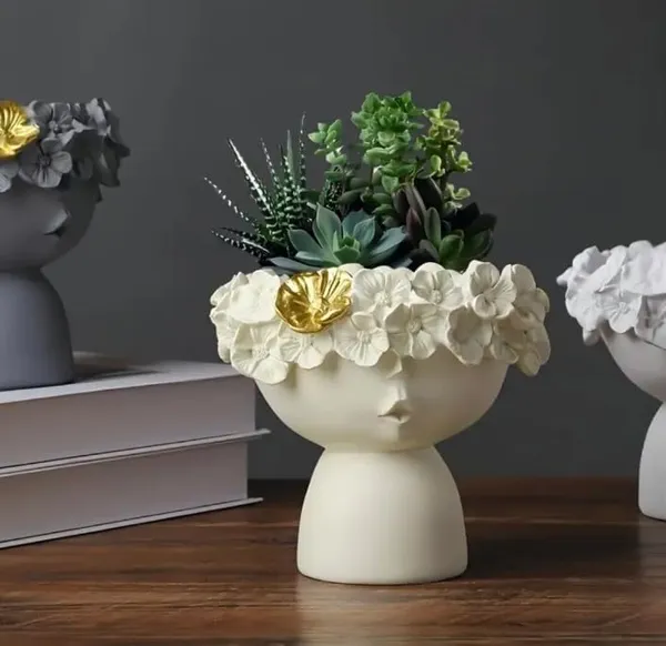 White_Multi_Female_Lady_Head_Face_Resin