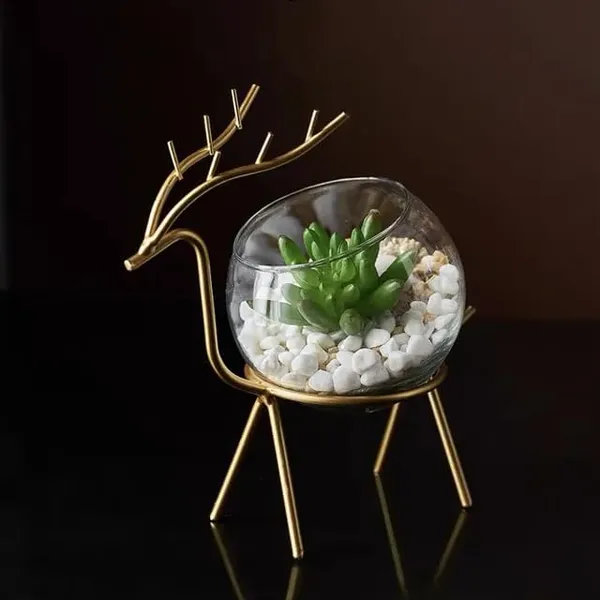 Set_Of_2_Gold_Glass_Planter_Holder_Deer_Glass_Pot_Glass_Flower_Pot