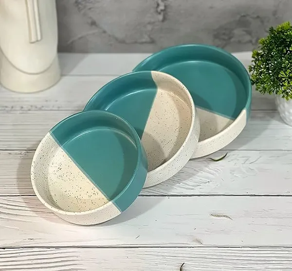 Set_Of_3_Blue_Handmade_Ceramic_Stylish_Premium_Bowl/Salad_Tray_Microwave_Dishwasher_Safe