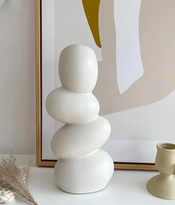White_Flower_Vase_Vases_For_Home_Decor-_Flower_Vases_Home_Decor-_Flower_Vase_Big_Size-_Ceramic_Vase-_Vase_For_Living_Room,Waterproof_Matte_Finish,Wave_Shape,6_Inches