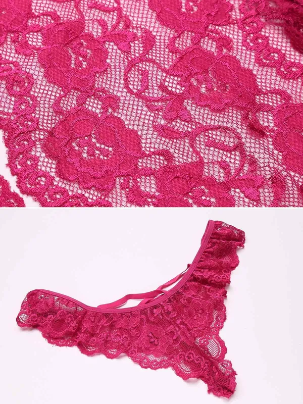 Rose_Pink_Sexy_Racerback_Lingerie_Set_For_Women