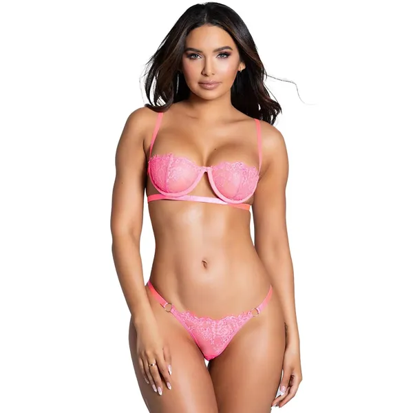 Rose_Pink_Half_Cup_Erotic_Lingerie_For_Women