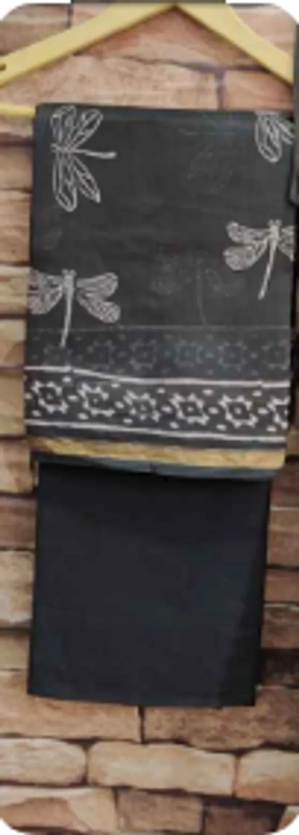 Hand_Printed_Black_Taditional_Butterfly_Print_Chanderi_Silk_Suit_For_Women