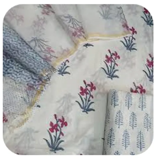 Hand_Printed_WhiteTaditional_Elegant_Boota_Cotton_Suit_With_Kota_Dupatta_For_Women