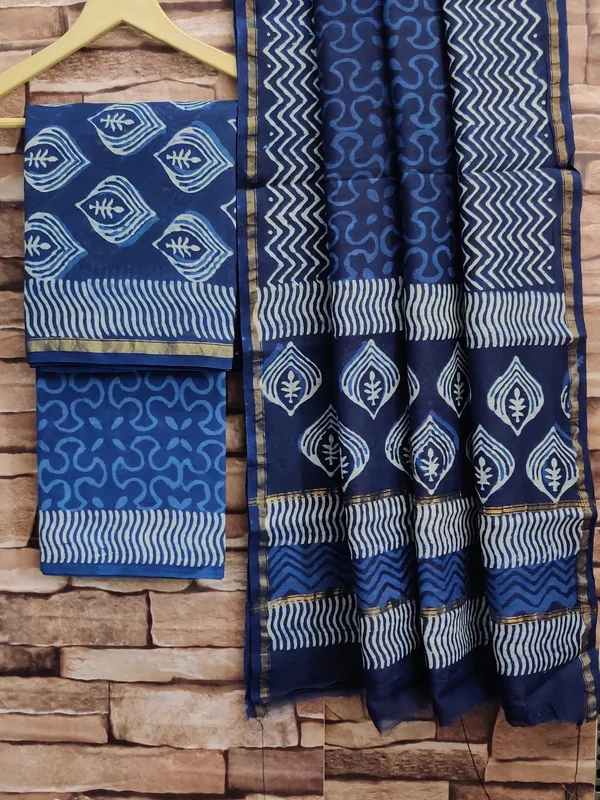 Hand_Printed_Indigo__Taditional_Block_Print_Chanderi_Silk_Suit_For_Women