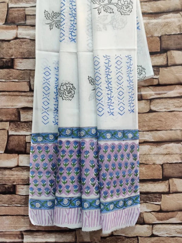 Hand_Printed_Purple_Booti_Cotton_Suit_Set_With_Mulmul_Duptta