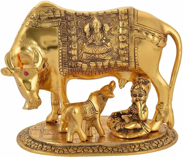 Golden_Metal_Krishna_With_Religious_Kamdhenu_Cow_With_Calf_Handmade_Handicraft_For_Home_Decor_Gift_Item_Decorative_Showpiece