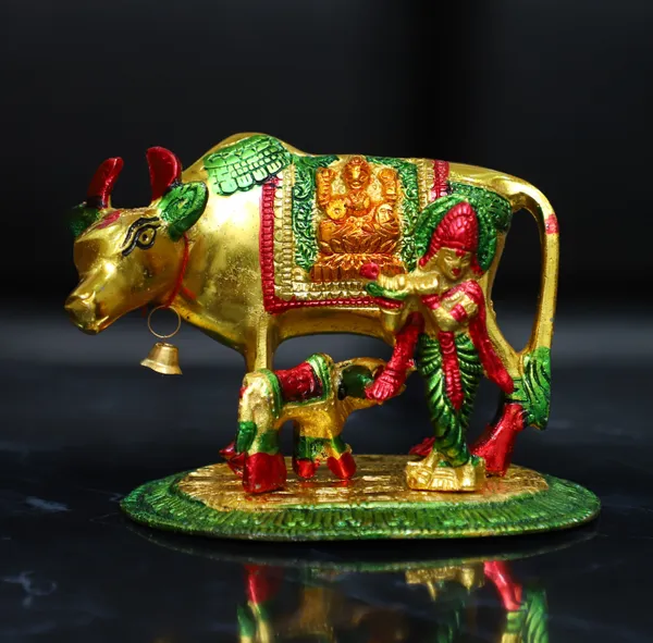 Multicolor_Metal_Krishna_With_Kamdhenu_Cow_With_Calf_Handicraft_For_Home_Decor_Gift_Item_Decorative_Showpiece