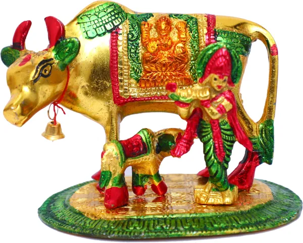 Multicolor_Metal_Krishna_With_Kamdhenu_Cow_With_Calf_Handicraft_For_Home_Decor_Gift_Item_Decorative_Showpiece