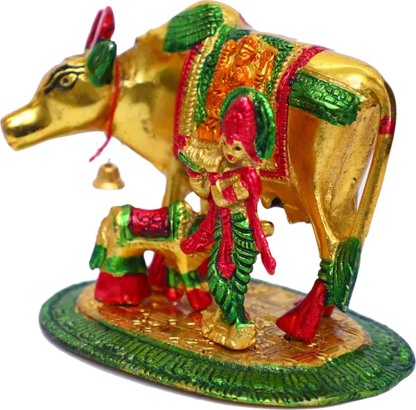 Multicolor_Metal_Krishna_With_Kamdhenu_Cow_With_Calf_Handicraft_For_Home_Decor_Gift_Item_Decorative_Showpiece