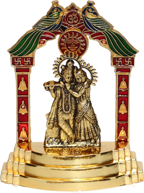Golden_Metal_Radha_Krishna_Playing_Flute_Idol_Murti_Decorative_Showpiece
