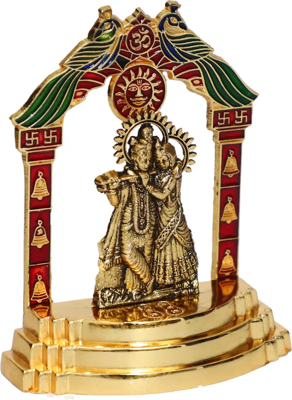 Golden_Metal_Radha_Krishna_Playing_Flute_Idol_Murti_Decorative_Showpiece
