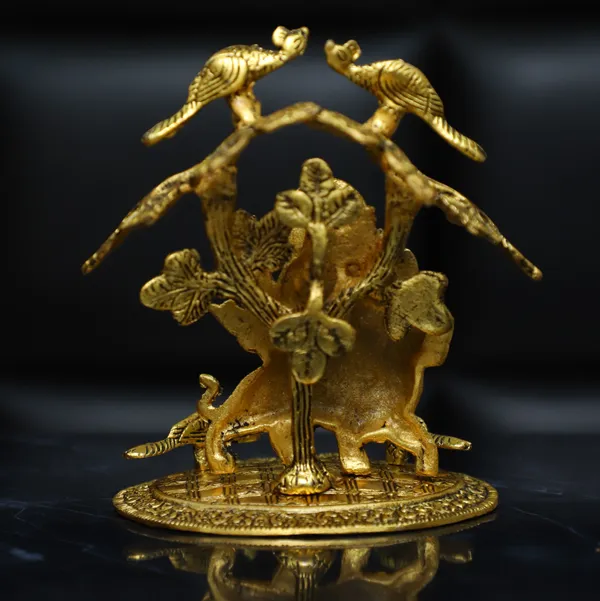 Golden_Metal_Durga_Maa_Murti_Under_Tree_Decorative_Showpiece