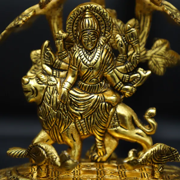 Golden_Metal_Durga_Maa_Murti_Under_Tree_Decorative_Showpiece