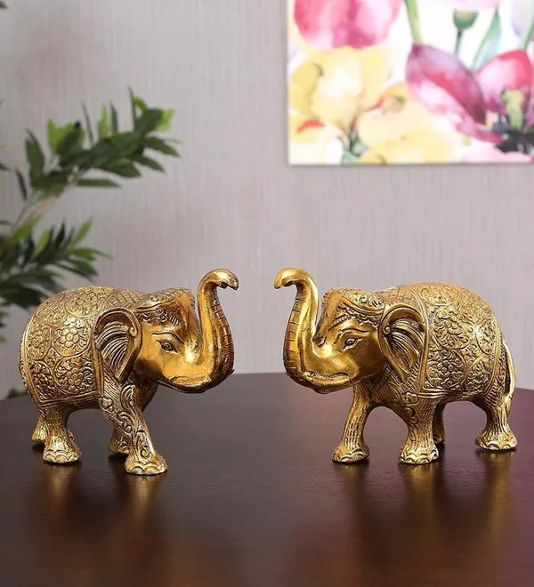 Golden_Metal__Elephant_Pair_Of_2_For_Home_And_Office_Decorative_Showpiece