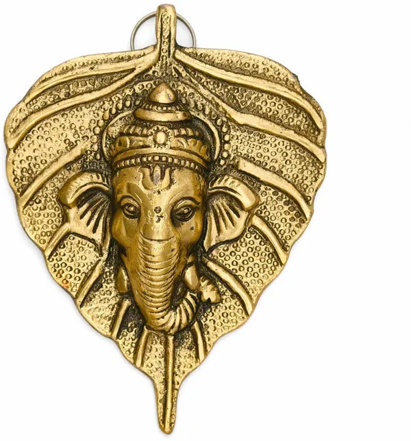 Golden_Metal_Wall_Hanging_Leaf_Ganesh_Decorative_Showpiece