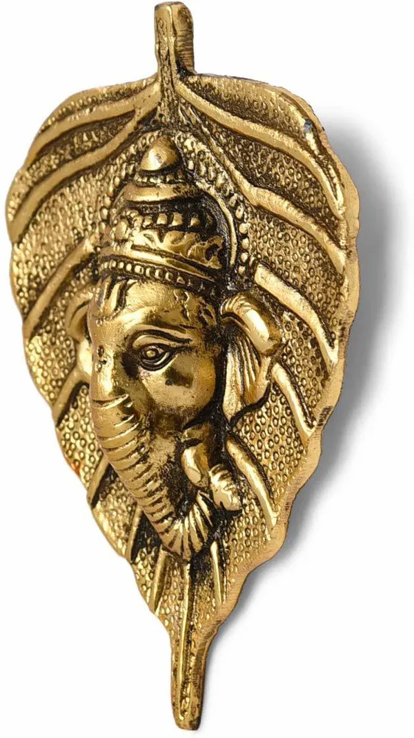 Golden_Metal_Wall_Hanging_Leaf_Ganesh_Decorative_Showpiece