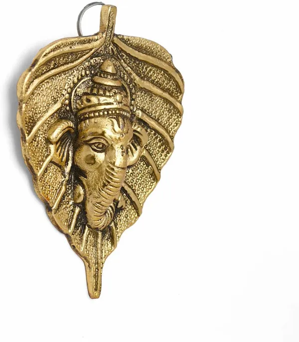 Golden_Metal_Wall_Hanging_Leaf_Ganesh_Decorative_Showpiece