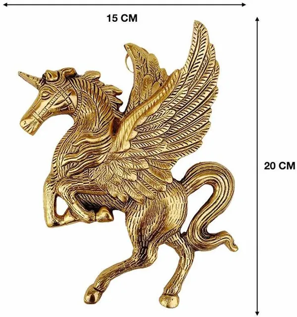 Golden_Metal_Antique_Finish_Flying_Angel_Horse_Decorative_Showpiece