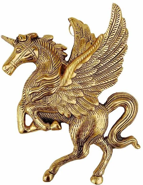 Golden_Metal_Antique_Finish_Flying_Angel_Horse_Decorative_Showpiece