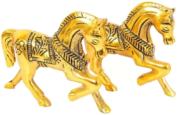Gold_Metal_Horse_Set_Of_2_Statue_For_Good_Luck_Gift_Item_Home_Decor_Decorative_Showpiece
