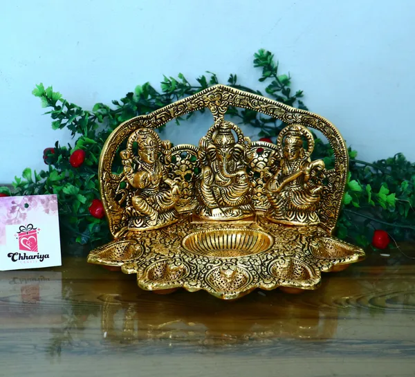 Golden_Metal_Laxmi_Ganesh_Saraswati_Idol_With_5_Face_Diya_For_Home_And_Office_Decorative_Showpiece