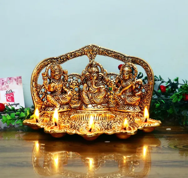 Golden_Metal_Laxmi_Ganesh_Saraswati_Idol_With_5_Face_Diya_For_Home_And_Office_Decorative_Showpiece