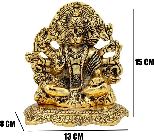 Golden_Metal__Panchmukhi_Hanuman_Murti_/_Bajarangbali_Idol_For_Home_And_Office_Gift_Item_Decorative_Showpiece