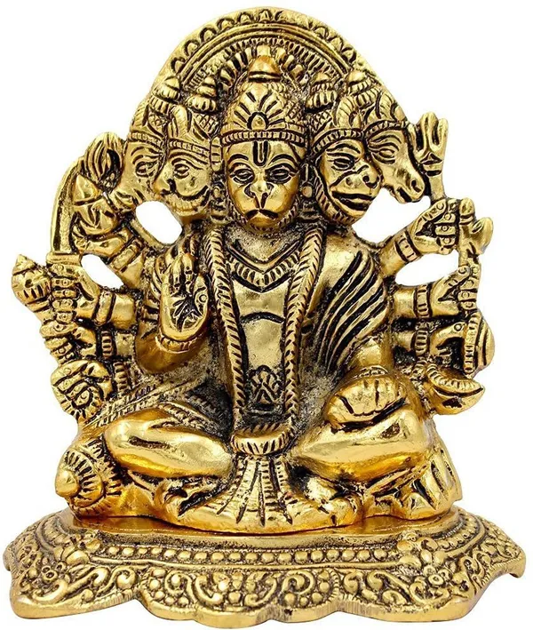 Golden_Metal__Panchmukhi_Hanuman_Murti_/_Bajarangbali_Idol_For_Home_And_Office_Gift_Item_Decorative_Showpiece