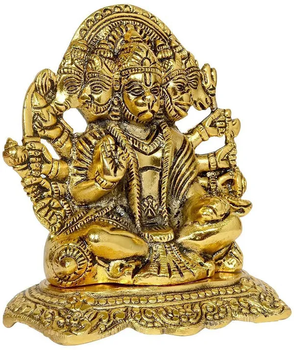 Golden_Metal__Panchmukhi_Hanuman_Murti_/_Bajarangbali_Idol_For_Home_And_Office_Gift_Item_Decorative_Showpiece