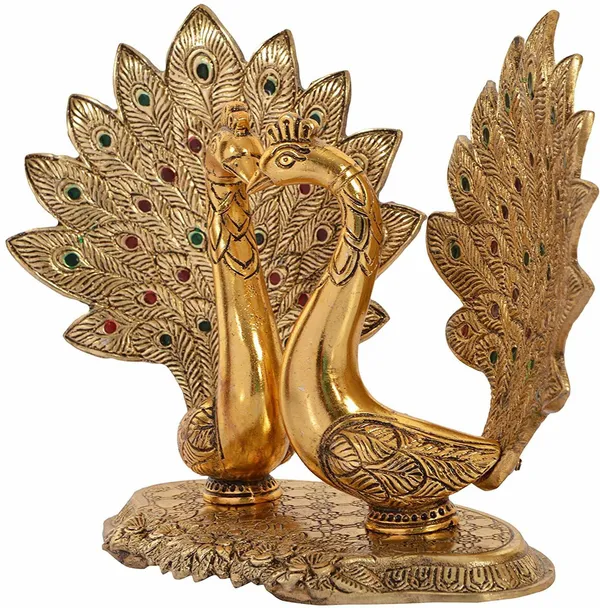 Golden_Metal_Pair_Of_Kissing_Peacock_Metal_Showpiece_Decorative_Showpiece