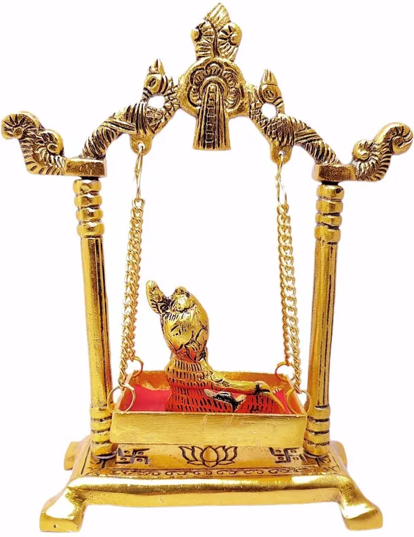 Golden_Metal_Krishna_Idol_On_Swing_Jhula_Laddu_Gopal_With_Jhula_For_Home_And_Office_Decorative_Showpiece