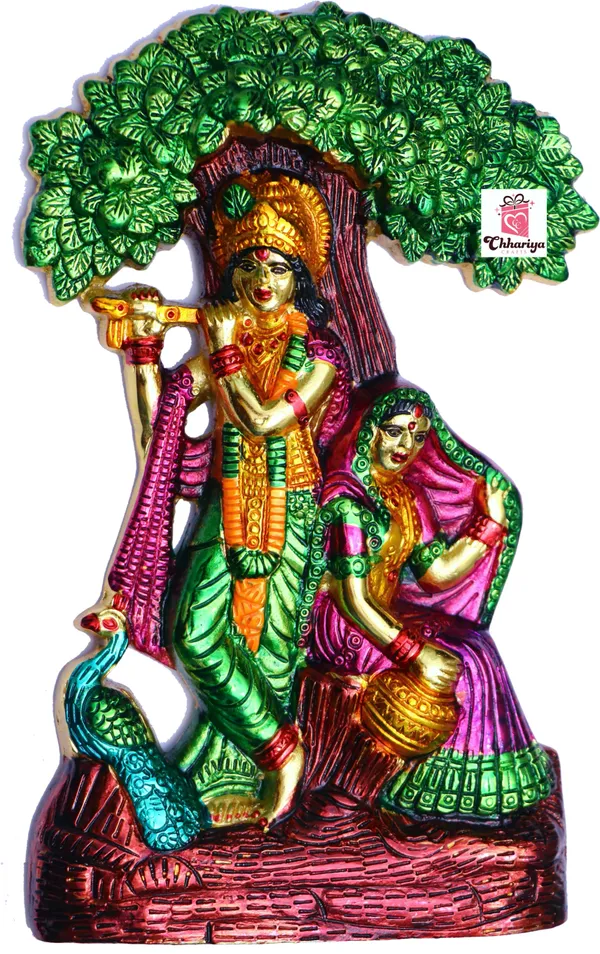 Multicolor_Metal_Wall_Hanging_Radha_Krishna_Playing_Flute_With_Peacock_Decorative_Showpiece