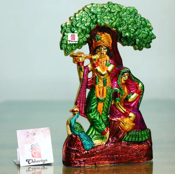 Multicolor_Metal_Wall_Hanging_Radha_Krishna_Playing_Flute_With_Peacock_Decorative_Showpiece