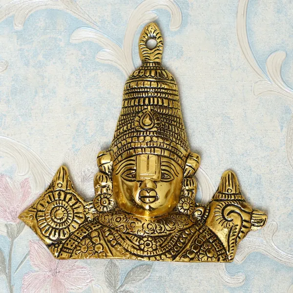 Golden_Metal_Tirupati_Balaji,_Sri_Venkateswara_Idol_For_Home_Temple_Gift_Item_Decorative_Showpiece