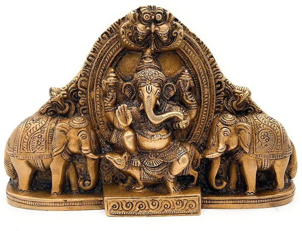 Golden_Metal_Wall_Hanging_Ganesh_Sitting_On_Rat_Idol_With_Elephant_Pair_Decorative_Showpiece