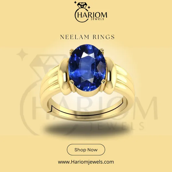 Neelam_Blue_Sapphire_Gold_Created_Plated_Panchdhatu_Adjustable_Neelam_Ring_For_Men_&_Women_From_4.25_Ratti_to_20.25_Ratti