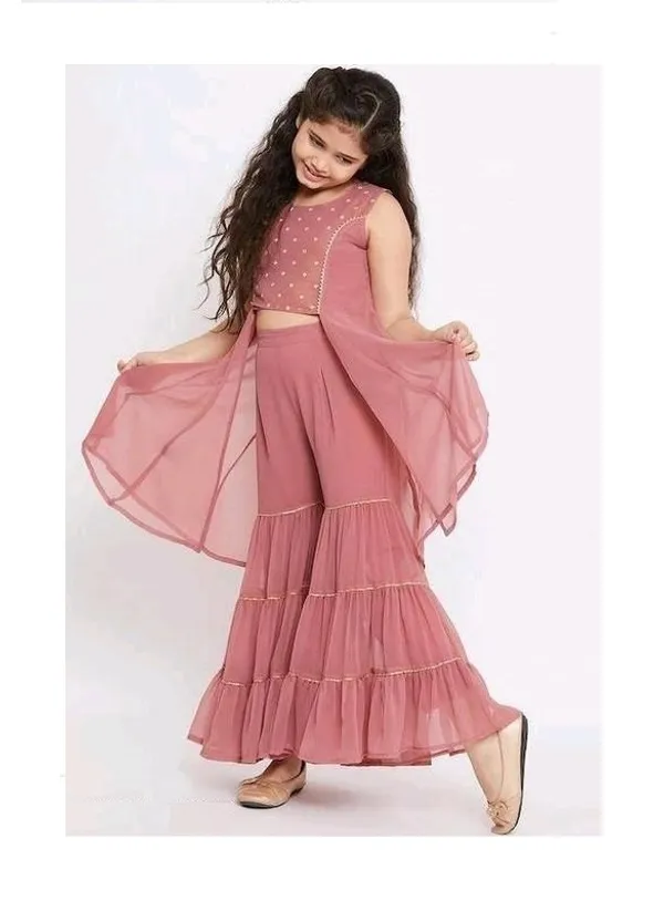 Peach_Girls_Casual_Kurta_And_Sharara_Set