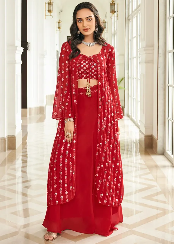 Red_Crop_Top_&_Lehanga_Set_With_Shrug