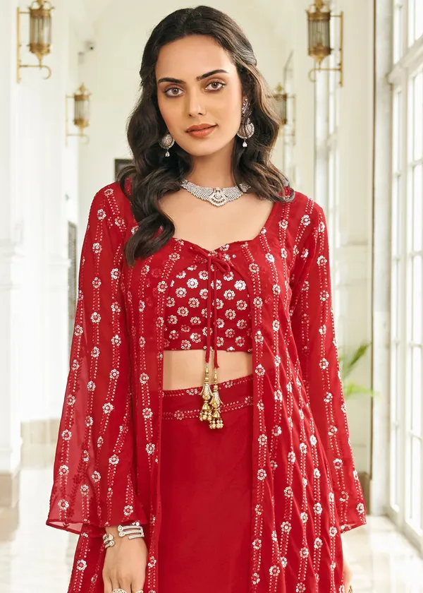 Red_Crop_Top_&_Lehanga_Set_With_Shrug