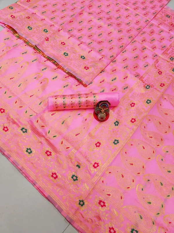 Pink_Embellished_Banarasi_Jacquard_Saree_For_Women