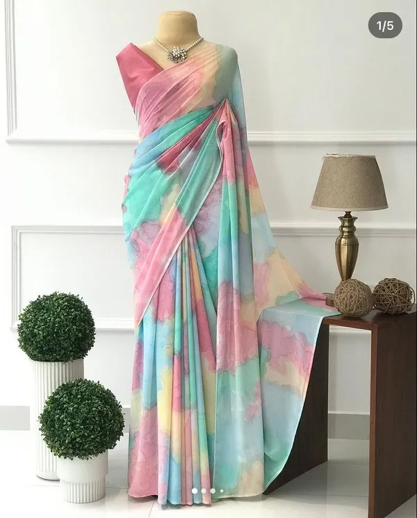 Multicolour_Printed_Organza_Saree_For_Women