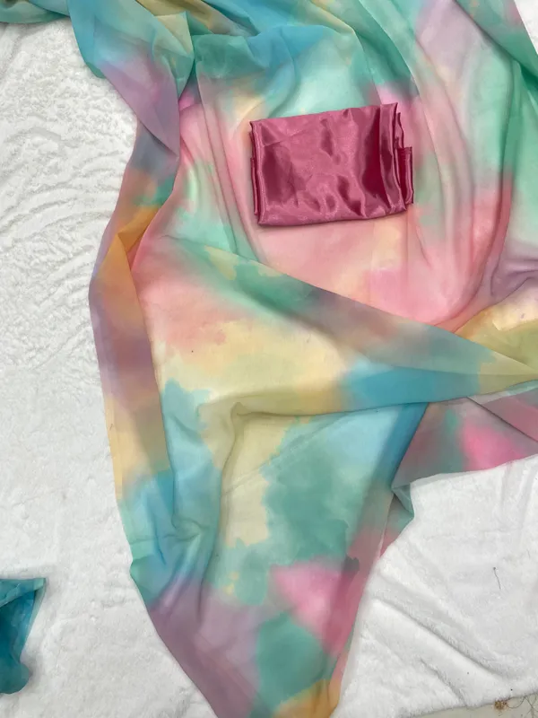 Multicolour_Printed_Organza_Saree_For_Women