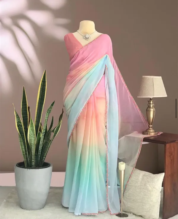 Multicolour_Printed_Organza_Saree_For_Women