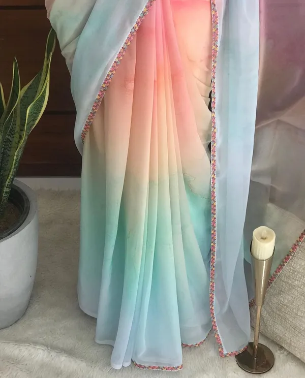 Multicolour_Printed_Organza_Saree_For_Women