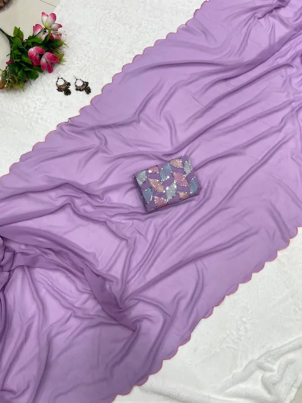 Lavender_Georgette_Embroidered_Saree_With_Blouse_For_Women