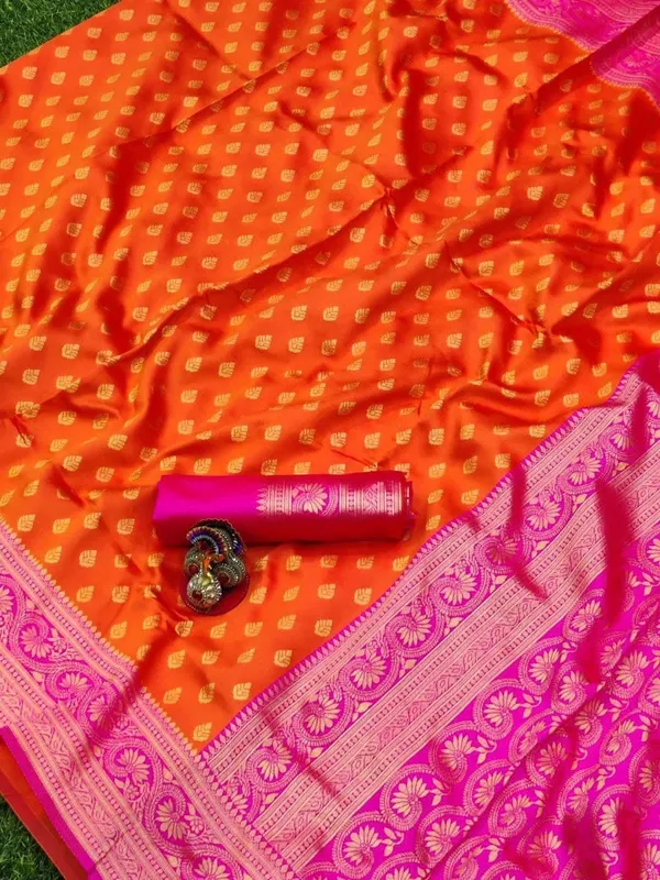 Orange_Embellished_Banarasi_Jacquard_Saree_(Orange)_For_Women