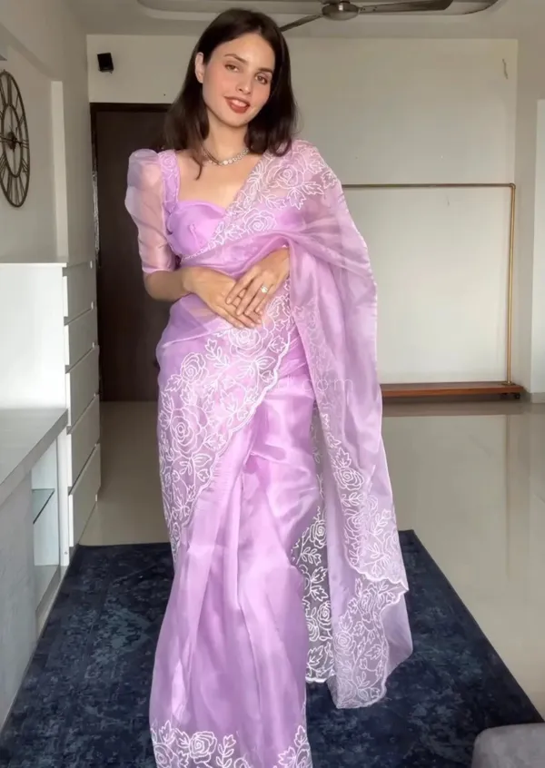 Purple_Khadi_Organza_Embroidered_Saree_For_Women