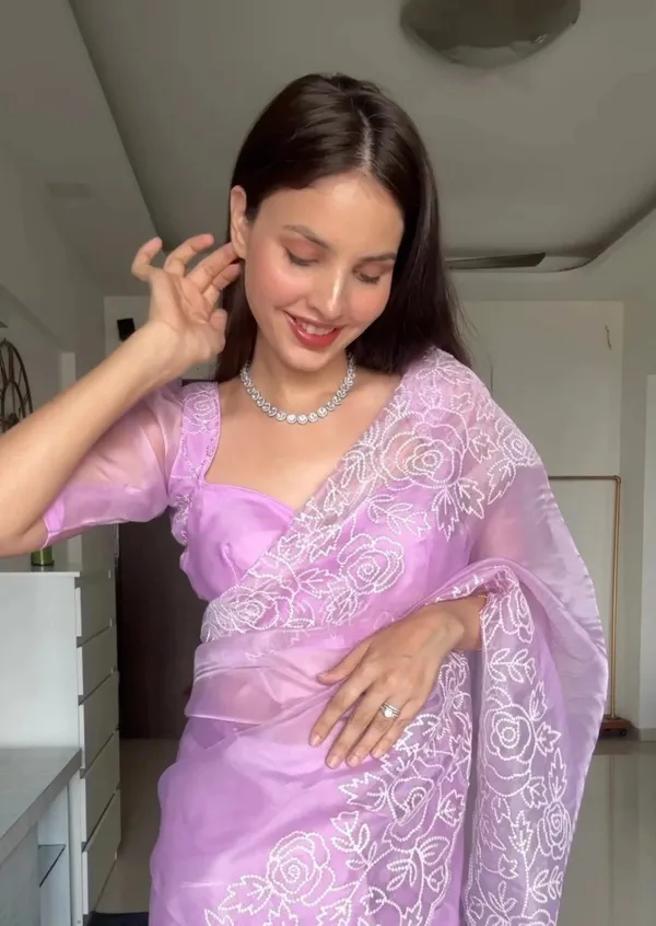 Purple_Khadi_Organza_Embroidered_Saree_For_Women
