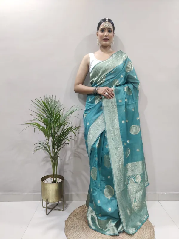 Teal_1-Minute_Ready_To_Wear_Saree_For_Women